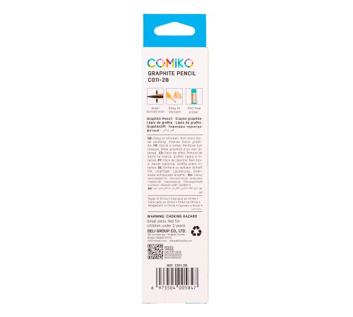 Карандаш чернографит. Deli EC011-2B Comiko 2B шестигран. липа ластик корпус ассорти коробка картонная (12шт) Карандаш чернографит. Deli EC011-2B Comiko 2B шестигран. липа ластик корпус ассорти коробка картонная (12шт)