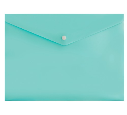 Конверт на кнопке Бюрократ Pastel -PKPAST/GRN A4 пластик 0.18мм мятный