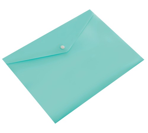 Конверт на кнопке Бюрократ Pastel -PKPAST/GRN A4 пластик 0.18мм мятный