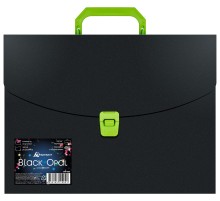 Портфель Бюрократ Black Opal BLPP01LETT 1 отдел. A4 пластик 0.7мм черный/салатовый