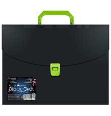 Портфель Бюрократ Black Opal BLPP01LETT 1 отдел. A4 пластик 0.7мм черный/салатовый