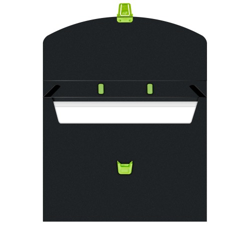 Портфель Бюрократ Black Opal BLPP01LETT 1 отдел. A4 пластик 0.7мм черный/салатовый