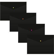 Конверт на кнопке Бюрократ Black Opal BLPK803A4/1 A4 пластик 0.18мм черный (упак.:4шт)