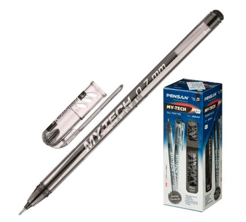 Ручка шариковая Pensan MY-TECH (2240/25BLACK) 0.7мм игловидный пиш. наконечник прозрачный черные чернила Ручка шариковая Pensan MY-TECH (2240/25BLACK) 0.7мм игловидный пиш. наконечник прозрачный черные чернила