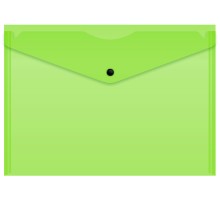 Конверт на кнопке Бюрократ Double Neon DNEPK803A4LETT A4 пластик 0.18мм салатовый