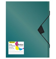 Папка-короб на резинке Silwerhof Perlen 255121-75 пластик 0.18мм A4 зеленый металлик