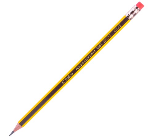 Карандаш чернографит. Deli EC004-HB HB шестигран. ластик коробка картонная (12шт)