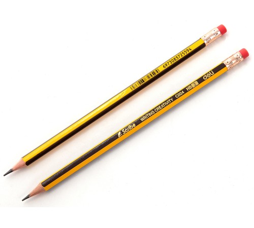 Карандаш чернографит. Deli EC004-HB HB шестигран. ластик коробка картонная (12шт)