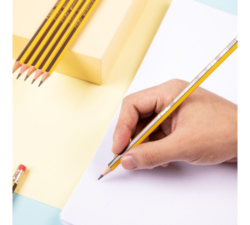 Карандаш чернографит. Deli EC004-HB HB шестигран. ластик коробка картонная (12шт)