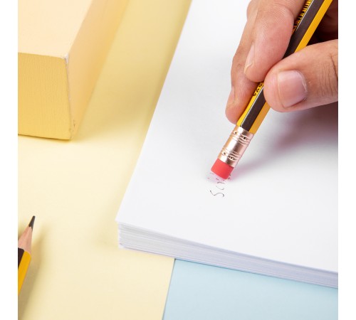 Карандаш чернографит. Deli EC004-HB HB шестигран. ластик коробка картонная (12шт)