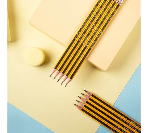 Карандаш чернографит. Deli EC004-HB HB шестигран. ластик коробка картонная (12шт)