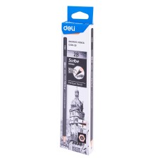 Карандаш чернографит. Deli EC005-2B 2B шестигран. ластик коробка картонная (12шт)