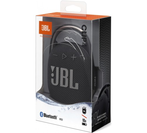Колонка порт. JBL Clip 4 черный 5W 1.0 BT 15м 500mAh (JBLCLIP4BLK)