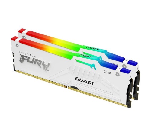 Комплект модулей памяти Kingston 64GB DDR5 6000 DIMM CL30 FURY Beast White RGB EXPO Non-ECC Unbuffered DIMM (Kit of 2) 2RX8 30-36-36 1.4V 288-pin 16Gbit Комплект модулей памяти Kingston 64GB DDR5 6000 DIMM CL30 FURY Beast White RGB EXPO Non-ECC Unbuffered DIMM (Kit of 2) 2RX8 30-36-36 1.4V 288-pin 16Gbit