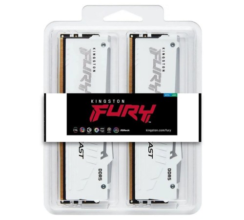 Комплект модулей памяти Kingston 64GB DDR5 6000 DIMM CL30 FURY Beast White RGB EXPO Non-ECC Unbuffered DIMM (Kit of 2) 2RX8 30-36-36 1.4V 288-pin 16Gbit Комплект модулей памяти Kingston 64GB DDR5 6000 DIMM CL30 FURY Beast White RGB EXPO Non-ECC Unbuffered DIMM (Kit of 2) 2RX8 30-36-36 1.4V 288-pin 16Gbit