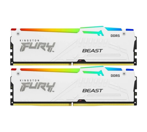 Комплект модулей памяти Kingston 64GB DDR5 6000 DIMM CL30 FURY Beast White RGB EXPO Non-ECC Unbuffered DIMM (Kit of 2) 2RX8 30-36-36 1.4V 288-pin 16Gbit Комплект модулей памяти Kingston 64GB DDR5 6000 DIMM CL30 FURY Beast White RGB EXPO Non-ECC Unbuffered DIMM (Kit of 2) 2RX8 30-36-36 1.4V 288-pin 16Gbit