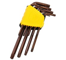 Ключ Deli Набор шестигранных ключей "TORX" удлиненных Deli DL230707G 9 шт  S2, размеры T10,T15,T20,T25,T27,T30,T40,T45,T50, пластиковый держатель