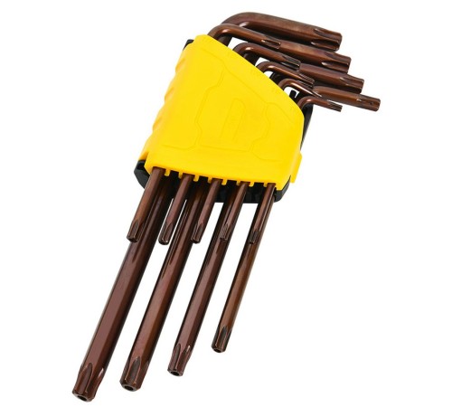 Ключ Deli Набор шестигранных ключей "TORX" удлиненных Deli DL230707G 9 шт  S2, размеры T10,T15,T20,T25,T27,T30,T40,T45,T50, пластиковый держатель