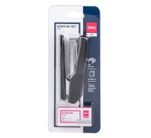 Степлер Deli E0414S/Black 24/6 26/6 (25листов) черный 50скоб коробка