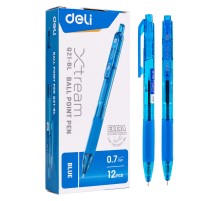 Ручка шариковая Deli EQ21-BL X-tream авт. 0.7мм резин. манжета синий/прозрачный синие чернила