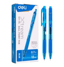 Ручка шариковая Deli EQ21-BL X-tream авт. 0.7мм резин. манжета синий/прозрачный синие чернила