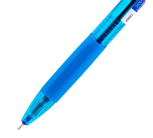 Ручка шариковая Deli EQ21-BL X-tream авт. 0.7мм резин. манжета синий/прозрачный синие чернила