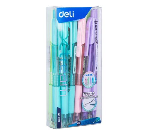 Ручка шариковая Deli EQ199-BL X-tream авт. 0.7мм резин. манжета синие чернила