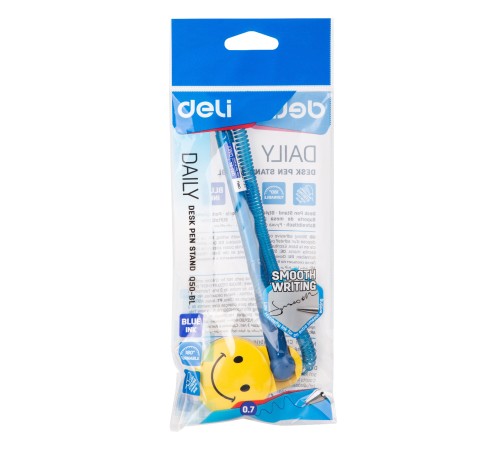 Ручка шариковая Deli EQ50-BL авт. на подставке 0.7мм резин. манжета синий/прозрачный синие чернила