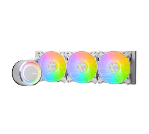 Жидкостная система охлаждения MSI MAG CORELIQUID E360 WHITE 3x ARGB Fan, ARGB Block, Color Box, Pallet packing Жидкостная система охлаждения MSI MAG CORELIQUID E360 WHITE 3x ARGB Fan, ARGB Block, Color Box, Pallet packing