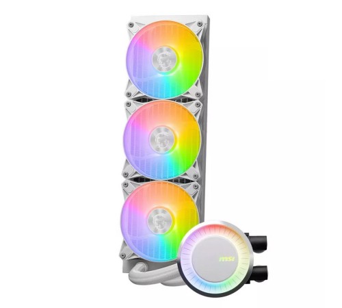 Жидкостная система охлаждения MSI MAG CORELIQUID E360 WHITE 3x ARGB Fan, ARGB Block, Color Box, Pallet packing Жидкостная система охлаждения MSI MAG CORELIQUID E360 WHITE 3x ARGB Fan, ARGB Block, Color Box, Pallet packing