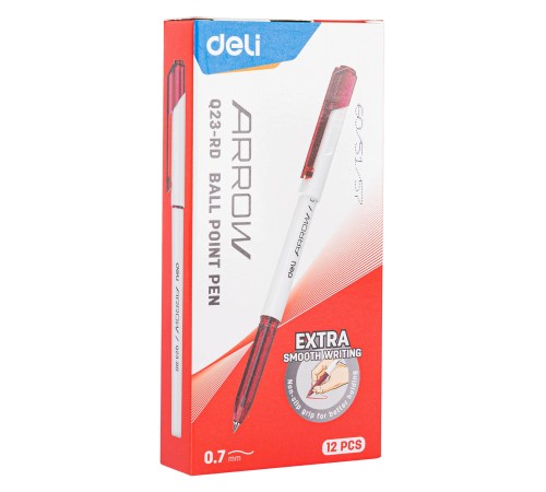 Ручка шариковая Deli EQ23-RD 0.7мм белый красные чернила (1шт)