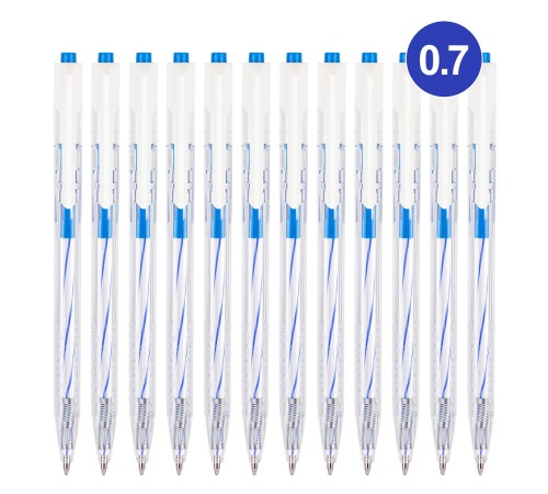 Ручка шариковая Deli EQ24-BL авт. 0.7мм прозрачный синие чернила (1шт)