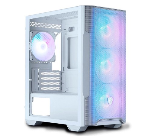 Корпус MSI MAG FORGE M100R WHITE Mini-Tower, MATX, 1xUSB 3.0, 2xUSB 2.0, 4x120mm ARGB Fan, ARGB Control Board, Tempered Glass Window, Brown Box (932220)