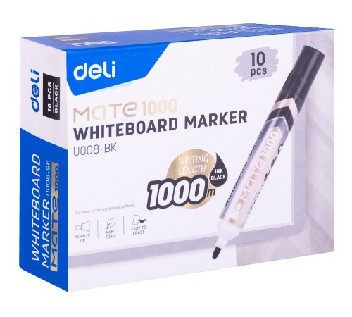 Маркер для досок Deli EU008-BK Mate круглый пиш. наконечник черный (1шт.)