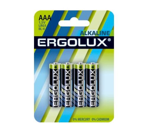 Батарея Ergolux Alkaline LR03-BL4 AAA 1250mAh (4шт) блистер