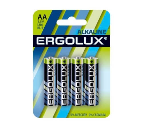 Батарея Ergolux Alkaline LR6-BL4 AA 1250mAh (4шт) блистер