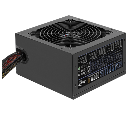 Блок питания Aerocool 500W Retail KCAS PLUS 500W ATX12V Ver.2.4, 80+ Bronze, fan 12cm, 550mm cable, 20+4P, 4+4P, PCIe 6+2P x2, PATA x4, SATA x7 (KCAS PLUS 500W)