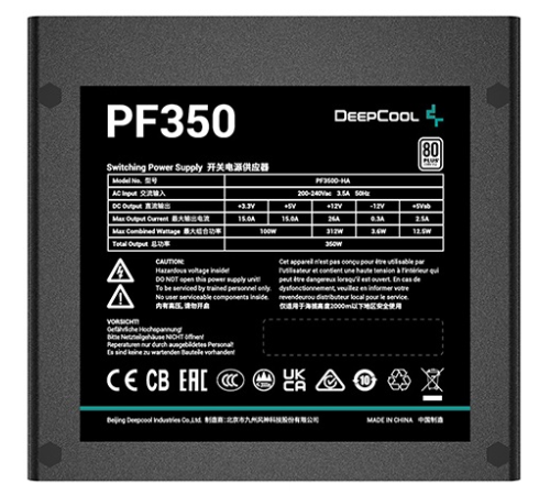 Блок питания Deepcool PF350 80+ (ATX 2.4 350W, PWM 120mm fan, 80 PLUS, Active PFC) RET (PF350)