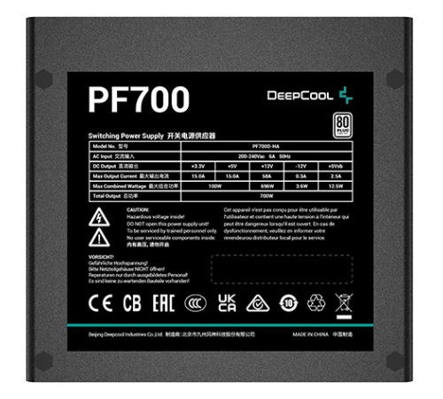 Блок питания Deepcool PF700 80+ (ATX 2.4 700W, PWM 120mm fan, 80 PLUS, Active PFC) RET (PF700)
