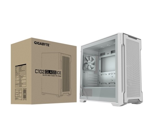 Корпус Gigabyte C102G MidTower, mATX, USB3.0x2, Audio I/O, GPU:410mm, White Корпус Gigabyte C102G MidTower, mATX, USB3.0x2, Audio I/O, GPU:410mm, White