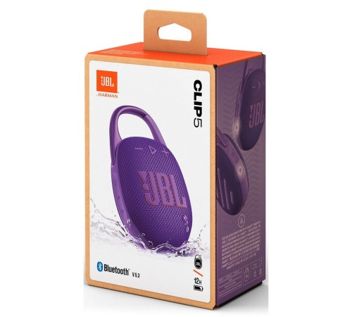 JBL Портативная колонка CLIP 5, фиолетовый JBL Портативная колонка CLIP 5, фиолетовый