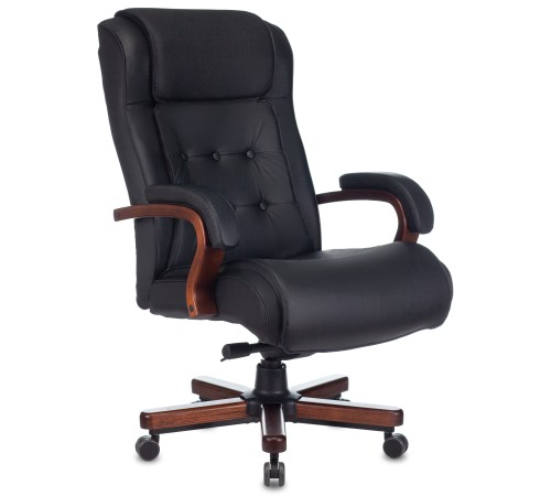 Кресло руководителя Бюрократ T-9926WALNUT черный кожа крестовина металл/дерево