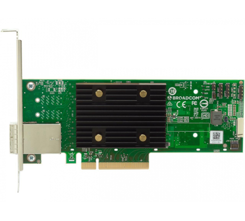 Контроллер Broadcom/LSI 9500-8e SGL (05-50075-01) PCIe Gen4 x8 LP, Tri-Mode SAS/SATA/NVMe 12G HBA, 8port(2*ext SFF8644), 3808 IOC (05-50075-01)