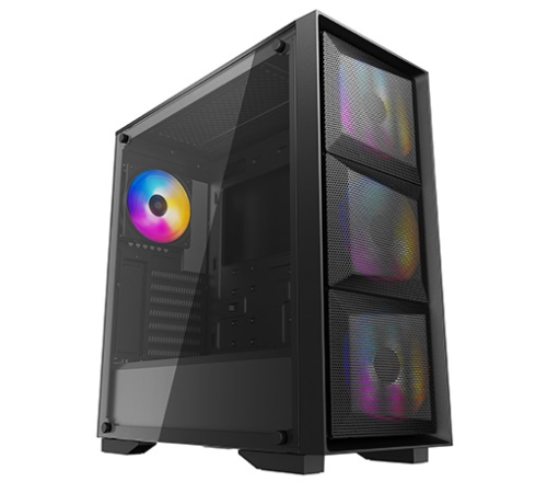 Корпус Deepcool MATREXX 50 MESH 4FS без БП, боковое окно (закаленное стекло), 3xColor LED 120мм вентилятора спереди, 1xColor LED 120мм вентилятор сзади, черный, ATX (MATREXX 50 MESH 4FS)