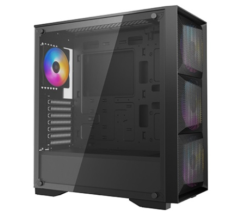 Корпус Deepcool MATREXX 50 MESH 4FS без БП, боковое окно (закаленное стекло), 3xColor LED 120мм вентилятора спереди, 1xColor LED 120мм вентилятор сзади, черный, ATX (MATREXX 50 MESH 4FS)