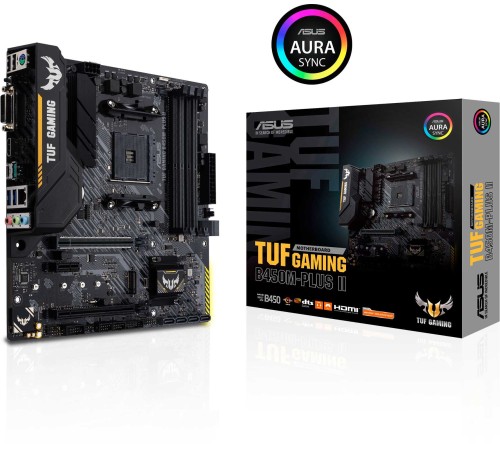 Материнская плата Asus TUF GAMING B450M-PLUS II Soc-AM4 AMD B450 4xDDR4 mATX AC`97 8ch(7.1) GbLAN RAID+DVI+HDMI
