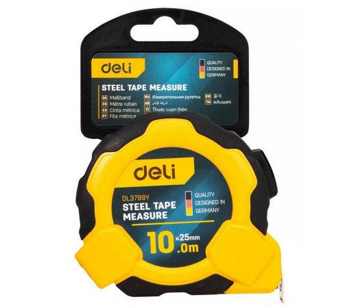Измерительный и разметочный инструмент Deli Рулетка Deli DL3799 10м*25мм, Автостоп, ударопрочный корпус, метрическая Измерительный и разметочный инструмент Deli Рулетка Deli DL3799 10м*25мм, Автостоп, ударопрочный корпус, метрическая
