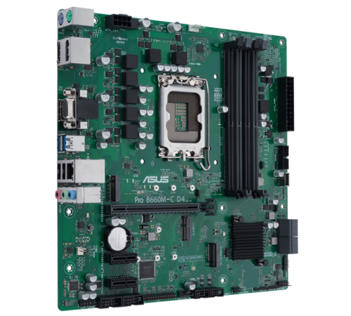 Материнская плата ASUS PRO B660M-C D4-CSM, LGA1700, B660, 4*DDR4, DPx2, HDMIx1, SATA3 + RAID, Audio, Gb LAN, USB 3.2*6, USB 2.0*6, mATX; 90MB19B0-M0EAYC (PRO B660M-C D4-CSM)