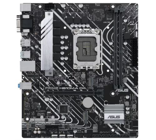 Материнская плата ASUS PRIME H610M-A D4-CSM, LGA1700, H610, 2*DDR4, D-Sub + DP + HDMI, SATA3, Audio, Gb LAN, USB 3.2*4, USB 2.0*6, COM*1 header (w/o cable), mATX ; 90MB19P0-M0EAYC (PRIME H610M-A D4-CSM)