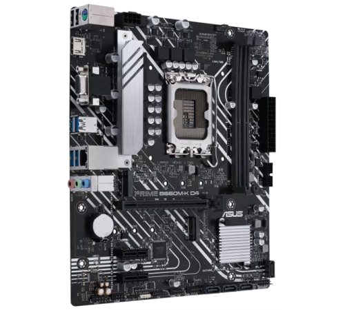 Материнская плата ASUS PRIME B660M-K D4, LGA1700, B660, 2*DDR4, D-Sub + HDMI, SATA3 + RAID, Audio, Gb LAN, USB 3.2*6, USB 2.0*6, COM*1 header (w/o cable), mATX; 90MB1950-M0EAY0 (PRIME B660M-K D4)